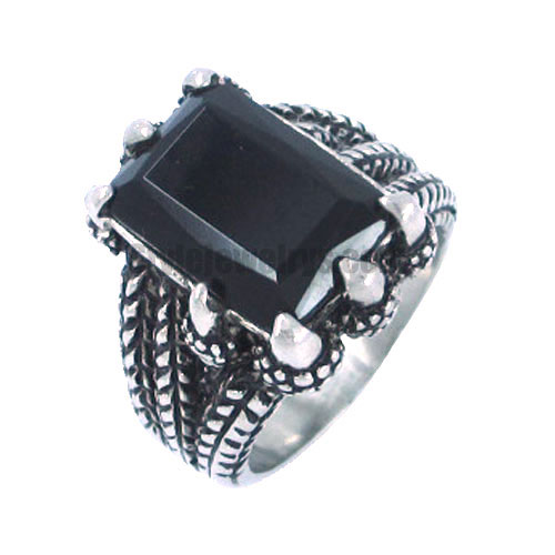 Stainless steel jewelry ring claw hold the stone biker ring SWR0052 - Click Image to Close